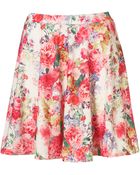 Topshop Floral Printed Skater Skirt - Lyst