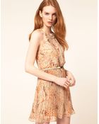 Oasis Bird Print Dress With Belt - Lyst