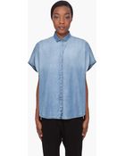 Neil Barrett Oversize Blue Denim Blouse - Lyst