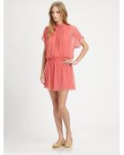 Girl. By Band Of Outsiders Silk Georgette Gathered Dress - Lyst