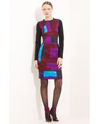 Oscar de la Renta Colorblock Silk Faille Dress - Lyst