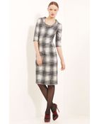 Oscar de la Renta Plaid Bouclé Dress - Lyst
