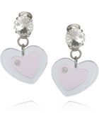 Miu Miu Plexiglass Crystal Heart Clip Earrings - Lyst
