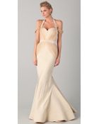 Zac Posen Off The Shoulder Gown with Halter Straps - Lyst