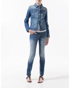 Zara Light Wash Denim Jacket - Lyst