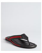 Gucci Black Leather Web Stripe Flip Flops - Lyst