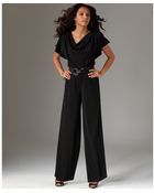 Agb Short-Sleeve Cowl-Neck Wide-Leg Jumpsuit - Lyst