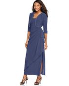 Alex Evenings Draped Beaded Trim - Lyst