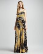 Halston Heritage Printed Satin Gown - Lyst