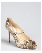 Jimmy Choo Natural Snake Embossed Amina Peep Toe Pumps - Lyst