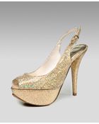 Stuart Weitzman Glitter Platform Slingback - Lyst