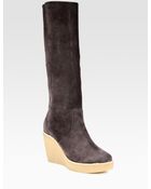 Pierre Hardy Suede Kneehigh Wedge Boots - Lyst