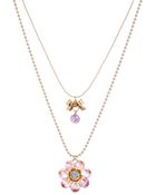 Betsey Johnson Flower Bow 2 Row Pendant - Lyst