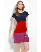 Eliza J Colorblock Silk Crêpe De Chine Dress - Lyst