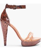 Lanvin Brown Python Skin Heels - Lyst