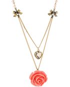 Betsey Johnson Double Row Rose Pendant - Lyst