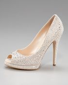 Casadei Crystal-covered Peep-toe Pump - Lyst