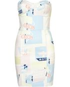 Topshop Printed Denim Bandeau Dress - Lyst