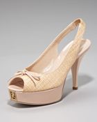 Fendi Raffia Platform Slingback Pump - Lyst