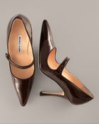 Manolo Blahnik Patent Leather Mary Jane Dark Brown - Lyst