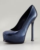 Saint Laurent Tribtoo Hidden Platform Pump, Navy - Lyst