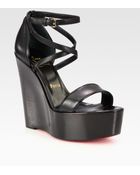 Christian Louboutin Leather Wedge Platform Sandals - Lyst