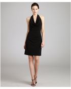 Nicole Miller Black Jersey Cowl Neck Halter Dress - Lyst