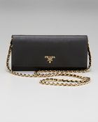 Prada Saffiano Chain Crossbody Wallet - Lyst