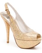 Stuart Weitzman Slingbacks Vevey Glitter Peep Toe - Lyst