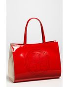 Tory Burch Small Perforated Logo Tote - Lyst