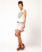 River Island River Island Flower Print Denim Shorts - Lyst
