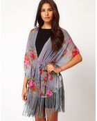 Glamorous Glamorous Floral Fringe Kimono - Lyst