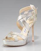 Jimmy Choo Vamp Crushed Metallic Platform Sandal - Lyst