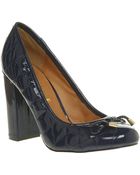 Office A Quilted Court Navy Patent Lt - Lyst