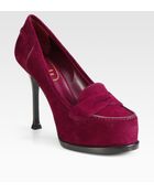 Saint Laurent Suede Platform Pumps - Lyst
