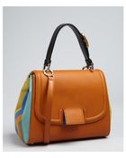 Fendi Camel Leather Striped Side Silvana Flap Crossbody Bag - Lyst