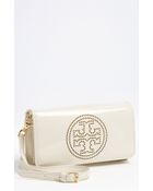 Tory Burch Perforated Logo Clutch - Lyst