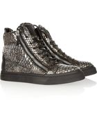Giuseppe Zanotti Python print Leather Hightop Sneakers - Lyst
