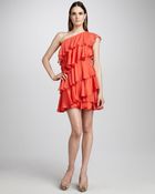 Halston Heritage Tiered Ruffle Dress Tangelo - Lyst