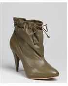 Pour La Victoire Olive Leather Sari Ankle Booties - Lyst