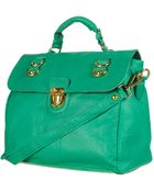 Topshop Large Leather Pushlock Satchel - Lyst