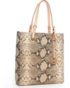 Michael Kors Jet Set Python-embossed Tote, Sand - Lyst