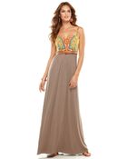 Nine West Spaghetti Strap Printed Belted Maxi - Lyst