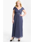 Alex Evenings Beaded Cap Sleeve Mesh Dress - Lyst