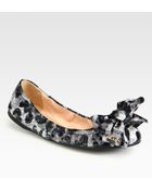 Prada Printed Patent Leather Bow Ballet Flats - Lyst