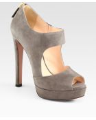 Prada Suede Double Strap Platform Booties - Lyst