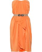 BCBGMAXAZRIA Belted Silkcharmeuse Dress - Lyst