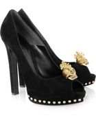 Alexander McQueen Skullembellished Suede Pumps - Lyst