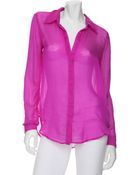 L'Agence Exclusive Sheer Silk Blouse - Lyst