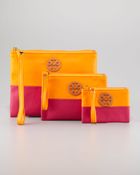 Tory Burch Flat Zip Twotone Pouches Set Of Three - Lyst